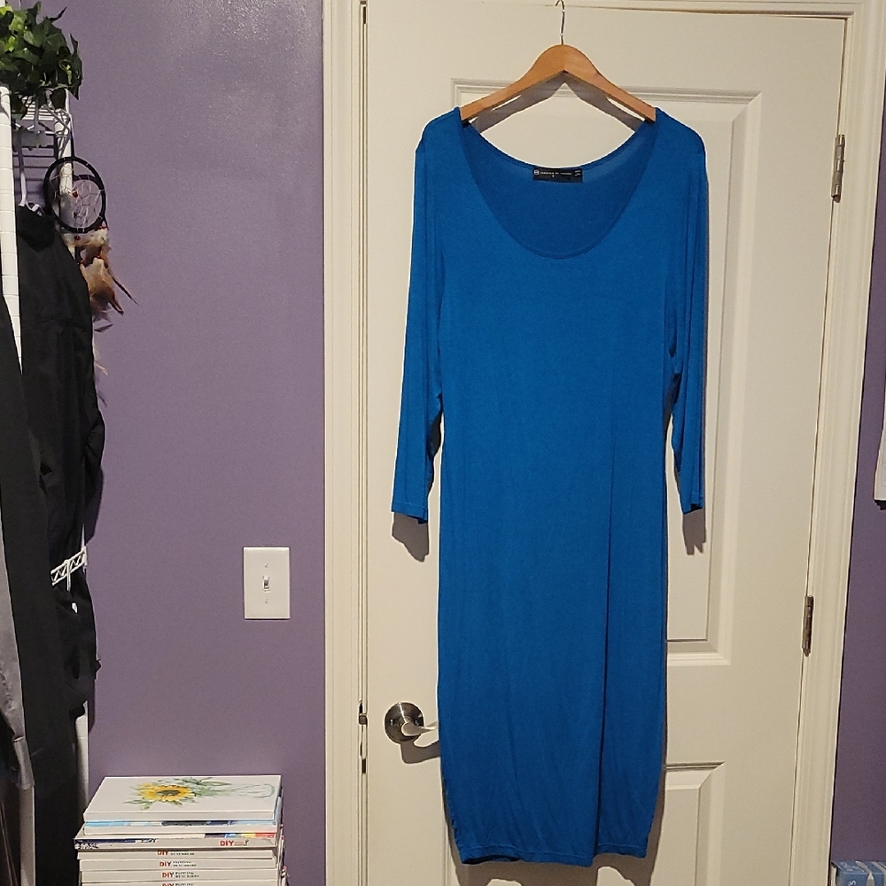 Fashion to Figure Blue Dolman Sleeve Sheath Dress